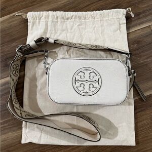 Tory Burch Miller Cream Crossbody Bag with Logo strap